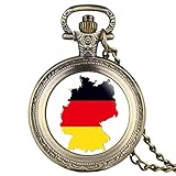 Deutschland Kartenanzeige Antike Halskette Taschenuhren Quarzwerk Exquisite Anhänger Souvenir Uhr Geschenke-B