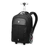 ZXM Travel Trolley Rucksäcke mit Rädern, Business Rolling Rucksack mit Laptop-Fach, Reisen mit Rucksack for College Student Travel Pendler (Farbe : Schwarz, Size : 48x20x35cm)