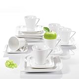 vancasso, Gitana 18-teilig Kaffeeservice aus Weißem Porzellan, Kaffeeset für 6 Personen, Beinhaltet Kaffeetassen, Untertassen, D