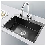 DALIZHAI777 Einbauspüle Nano Coating Senke, schwarz Single Bowl Edelstahl Küchenspüle für Gewerbe Restaurant Küche, 24 x 18 x 8 Zoll Küchenspülen (Size : C2)