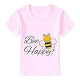 Toddler Jungen Mädchen Sommer Kurzarm Tops Rundhals mit Biene Brief Drucken T-Shirt Baby Kinder Kinderkleidung 2-9J