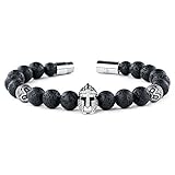 King Beatz® Perlenarmband aus natürlichen Lavasteinen - Reißfest/Premium Herrenarmband 18 Karat mit Magnetverschluss - Bracelet men (Silber, 17)