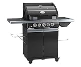 RÖSLE Gasgrill BBQ-Station MAGNUM PRO G3 Schwarz, Grill mit 3 Edelstahlbrennern, extra Primezone und Back Burner, Garraumbeleuchtung, pulverbeschichteter Stahl, Version 2021