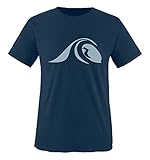 Comedy Shirts - Surfer Welle - Jungen T-Shirt - Navy/Eisblau Gr. 152-164