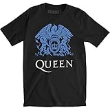 Queen Herren T-Shirt Blue Crest schw