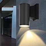 Aigostar LED Wandleuchte GU10 Aluminium Außenwandleuchte Wasserdicht Außenleuchte Außenlampe Wandspot für Innen und Außen, Schw