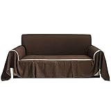 ZYYH Sofa Schonbezug Einfarbig, Universal Couchbezug rutschfeste Möbelschutz Nicht kratzbare waschbare Polyester Sofabezug für Wohnzimmer Schlafzimmer-3-Sitzer (215x300cm) -E