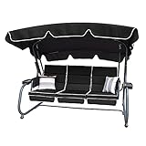 RANSENERS Hollywoodschaukel Schaukelliege 3-Sitzer mit Verstellbarer Sonnendach, bis 300kg belastb