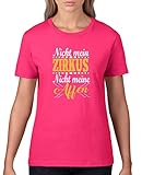 Comedy Shirts - Nicht mein Zirkus, Nicht Meine Affen - Damen T-Shirt - Pink/Weiss-Gelb Gr. L