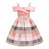 Cichic Gestreifter Kinderkleidung Elegant Retro Abendkleider für Mädchen 9-10J