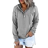 Lillusory Damen Reißverschluss Hoodie Langarm Herbst Oversized Sweatshirts Casual Kordelzug Hoodies Jacke mit Tasche, 01 Grau, S