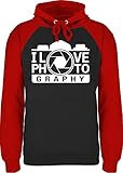 Shirtracer Fotografen - I Love Photography - weiß - XL - Schwarz/Rot - Kamera - JH009 - Baseball H