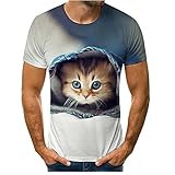 T-Shirt Herren Kurzarm 3D Drucken Rundhals Tops Herren Sommer Regular Fit Sportshirt Herren Work Lässig Komfortabel T-Shirt Herren Moderner Urban Style Shirt H