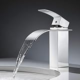 ZOOYYUE Wasserhahn Wasserfall, Messing Waschtischarmatur, Heißem und Kaltem Einstellbarer, Armatur Bad Mit PEX-Wasserhahnschlauch, Keramikventil, Wunderschöne Design, Lebenslange G