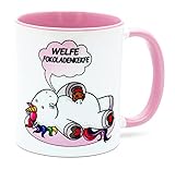 Welfe Fokoladenkekfe Einhorn Tasse Rosa Unicorn Kaffee Tee Becher Büro Arbeit Einhorntasse Arbeitskollegin Frauen Kollegin Freundin lustig Bürotasse Geschenk Geburtstag Spruch verrrückt Einhörner Süß