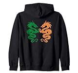 DOPPELTE GRÜNE UND ORANGE DRACHEN Kapuzenjack