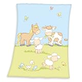 Herding Fynn Babydecke, Bauernhof Motiv, 75 x 100 cm, Microfaserflausch, Mehrfarbig