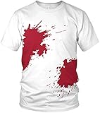 Blutiges Shirt mit Blutspritzer - Outfit Kostüm Verkleidung Halloween Karneval Fasching - lustiges Motto Motiv Spruch Shirt - Herren T-Shirt und Männer Tshirt, Größe:M, Farbe:Weiß