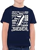 Kindergeburtstag Geschenk - 7. Geburtstag Zahlen - 128 (7/8 Jahre) - Dunkelblau - Tshirt Geburtstag 7 - F130K - Kinder Tshirts und T-Shirt für Jung