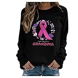 IFOUNDYOU Sweatshirt Damen ohne Kapuze Rundhals Pullover Sweatshirt mit Brustkrebs Aufdruck Lang Oversized Langarmshirt Sweatshirt Herbst Winter Streetwear Casual Vintage Bequem Sweatshirts Top