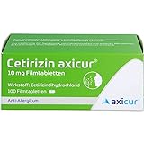 Cetirizin axicur 10 mg Filmtabletten Anti-Allergikum, 100 St. Tab