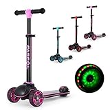 Fascol Kinderroller Klappbar Roller Scooter ab 3-12 Jahre Kinderscooter mit LED Räder Tretroller Belastbarkeit bis 50 kg