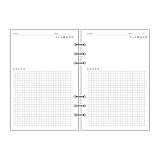 KOUJING 6-Ring-Loseblatt-Füllpapier, 45 Blatt, To-do-Liste, gepunktete Seite/karierte Seite/linierte Seite/100 g, Dowling Milchweißes Pap