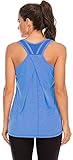 Nekosi Damen Yoga Tanktops Ärmelloses Sportshirt Kleidung Mesh Zurück Fitness Laufen Shirt Sport Oberteile Blau Groß