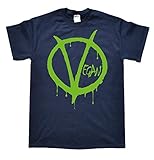 V for Vegan Dunkelblau T-Shirt, Größe 2XL