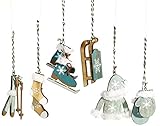 HEITMANN DECO Christbaum-Schmuck - Behang Set aus Holz - 6-TLG. - Weihnachten Baumbehang in modischer Farbe - Petrol - Weihnachtsdek