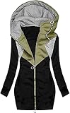 seiveini Frauen Warm Zipper Open Hoodies Jacke Parka Sweatshirt Langarm Kapuzenpullover Casual Pulli Pullover Flauschig Winterpullover Sweater Oversized B Grün 3XL