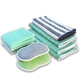 KERA® Bambus Lappen Tücher 8er Set für Fenster Küche Bad | Streifenfrei Fusselfrei Extra Saugstark Nachhaltig | Putztücher + Geschirrtücher + Fenstertücher | 60° waschbar Trockner geeig