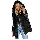 Uomitaff Damen Weste Kapuzenweste Warmer Reißverschluss Winterweste einfarbig Lange Weste mit Tasche lässige Steppweste Schlanke Winter Outdoor Langer M