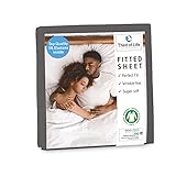 Premium Spannbettlaken 200x200 cm aus weicher Oekotex-Baumwolle, GOTS zertifiziert I Das atmungsaktive Bettlaken BENE ist fussel- & faltenfrei I Designed in Germany I 20 cm Höhe, dunkelg