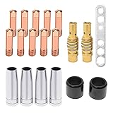 Trintion Verschleißteile Set Passend MIG/MAG Schweißbrenner 19 Teile 5 x Gasdüse MB15 | 2 x Düsenstock | 10 x Stromdüse M6 0,8mm | 2 x Isolator | 1 x Werkzeug