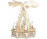 Weihnachtsdekoration Pyramide mit elektrischen Antrieb und LED Beleuchtung 32 cm Tischpyramide für W