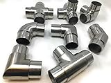Edelstahl Steckfitting Rohrverbinder Rohrbogen Flansch Verbinder Geländer A2 (T Verbinder, 42,4)