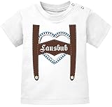 MoonWorks® Kurzarm Baby T-Shirt Lausbub Babyshirt Bio Baumwolle lustiger Spruch Jungen Shirt weiß 92/98 (16-24-Monate)