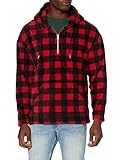 Urban Classics Herren Patterned Polar Fleece Half Zip Hoody Kapuzenpullover, redcheck, M