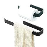 2 Stück Bad Handtuchhalter, Handtuchhalter Schwarz, 19CM/32.5CM Dusche Handtuchhalter Waschtisch Unterschrank Bad Korpusmontage Montage[Nein Bohren]