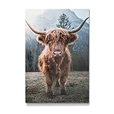 artboxONE Galerie-Print 30x20 cm Highland Cow in Nature hochwertiges Acrylglas auf Alu-Dibond Bild - Wandbild E