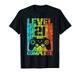 21. Geburtstag Geschenk Mann Gamer Level Complete 21 Jahre T-S