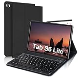 JADEMALL Hülle mit Tastatur für Samsung Galaxy Tab S6 Lite 10,4 Zoll, Kabellose Bluetooth QWERTZ Tastatur mit Hülle für Samsung Tablet S6 Lite 2020 SM-P610/ P615 (Schwarz)