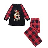 Familie Weihnachten Passende Outfits Familien Weihnachts Pyjamas Set Eltern Kind Baumwolle Langarm Nachtwäsche 2Pcs Kariert Elch Druck Herbst Winter Warme Loungewear Christmas Baby Stramp