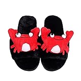 Hausschuhe Damen Plüsch Schlappen Herbst Winter Pantoletten Weiche Rutschfeste Slippers Cute Krabbe Pantoffeln Indoor Badelatschen Home Warm Offener Zeh S