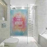 Selbstklebende Glasaufkleber für UV-blockierende Hitzeregulierung, inspirierendes „Enjoy Every Moment of Summer“-Zitat auf Hazy Tone Bac, einfach zu installieren und wiederzuverwenden, 45 x 199,9