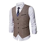 Herbst Anzug Weste Solid Color Herrenheft näht Casual Anzug Weste Männer Blazer Jacke herren (Color : Brown, Size : XXL)