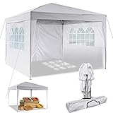 Pavillon 3x3m/3x6m Wasserdicht Zelt Partyzelt Faltpavillon Gartenzelt für Garten Markt Camping Hochzeiten Festival mit 4 Seitenteilen UV-Schutz 50+ (Weiß, 3x3m)