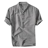 Zhiyao Leinenhemd Herren Herren-Hemd Slim-Fit Herren Hemden Langarm/Kurzarm Musterhemd Anzug Hemd Leinenshirt Funky Hawaiihemd Men's Casual D