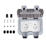 Vtuik Außensteckdose Steckdose, IP66 wasserdichte Steckdose mit Schalter, 2 fach steckdose aufputz, für Drinnen & Draußen,Garage,Schwimmbad,G